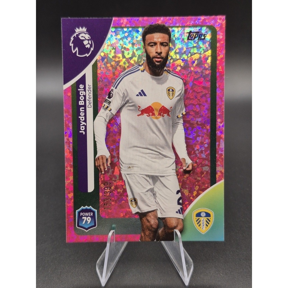 2025 Topps Jayden Bogle 329 Pink Mini-Diamond /399 Leeds United Soccer Card